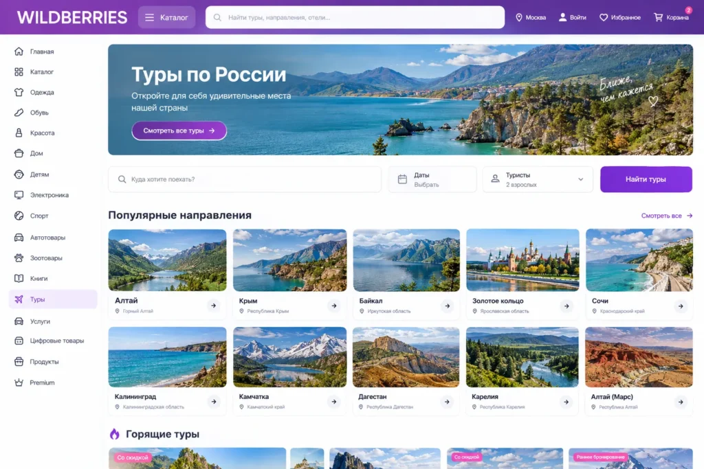Туры от Wildberries: маркетплейс запустил динамические туры по России
